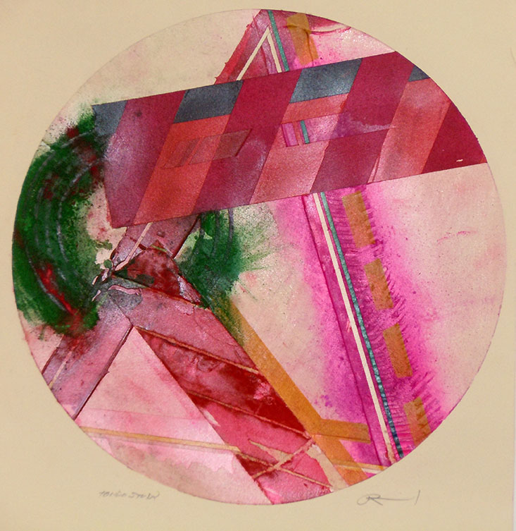 Tondo Study #1, Acrylic on Paper, 14" Diameter Image Size